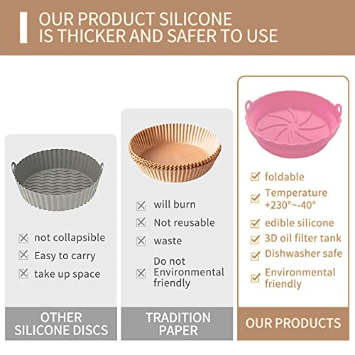 Eggsoro Silicone Air Fryer Liners, Reusable & Foldable Non-Stick Air Fryer Round Basket Oven Accessories Easy Clean And Save Space #TOP5