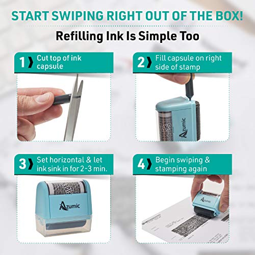 Identity Theft Protection Roller Stamp 6 Pack Refills - Confidential Address Blocker Anti Theft Prevention Stamps - By Azumic (Light Blue) #TOP6
