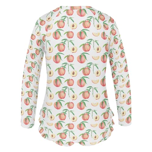 Pink Peach Girls Long Sleeve Rashguard Swimsuit UV Protection One-Piece Swimwear Bathing Suit B04045373