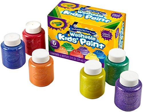 CRAYOLA Washable Glitter Paint - Assorted Colours (Pack of 6) | Add Some Extra Sparkle to Your Arts & Crafts! | Ideal for Kids Aged 3+