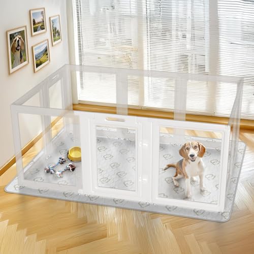 Image of FXW AuraSpace Clear Acrylic Indoor Dog Playpen, 35 inch H, 2 Panels, White