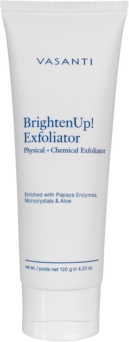 VASANTI ¡Ilumina! Exfoliante (120g) | Exfoliante facial físico + químico con resultados instantáneos para una piel suave, tersa y radiante | Enriquecido con Papaya, Microcristales y Aloe | 99% naturales