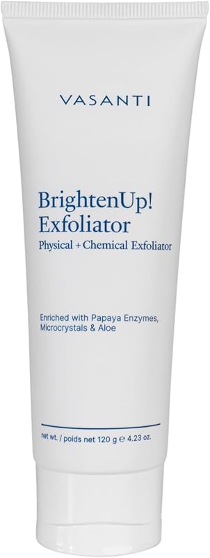 VASANTI ¡Ilumina! Exfoliante (120g) | Exfoliante facial físico + químico con resultados instantáneos para una piel suave, tersa y radiante | Enriquecido con Papaya, Microcristales y Aloe | 99% naturales