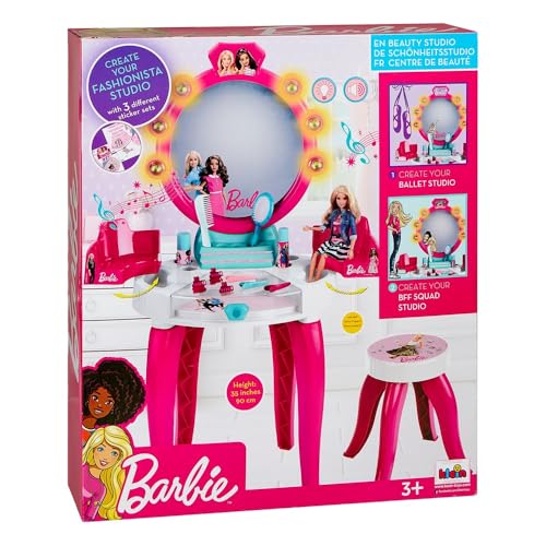 Theo Klein 5328 Barbie Schönheitsstudio mit Licht- und Soundfunktion | Schwenkbare Ablageflächen und Spiegel | Mit Styling-Zubehör | Spielzeug für Kinder ab 3 Jahren