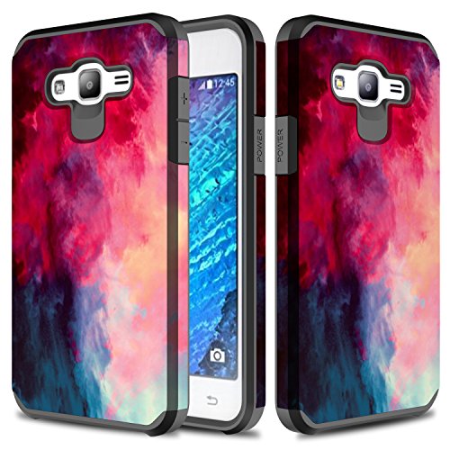 Galaxy J7 Case, TownShop Paint Clouds Design Hard Impact Dual Layer Shockproof Bumper Case for Samsung Galaxy J7/ SM-J700/ J7 Duos (2015 Released)