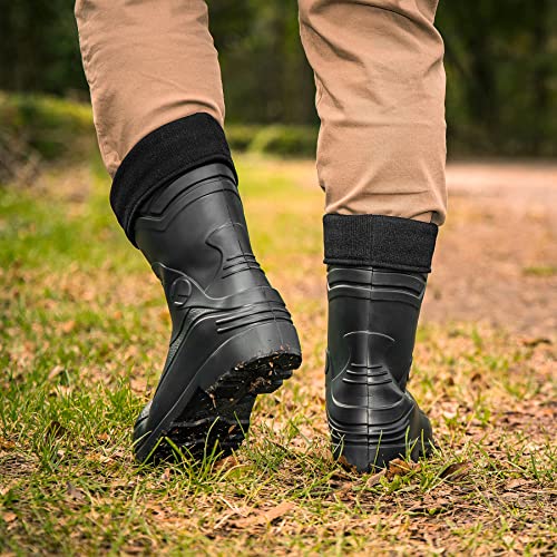 CLIMBR Ultraleichte gefütterte Gummistiefel Herren EVA Thermo 40-49 warme Kurzschaft Winter Arbeitsstiefel mit Futter (Schwarz, 42)