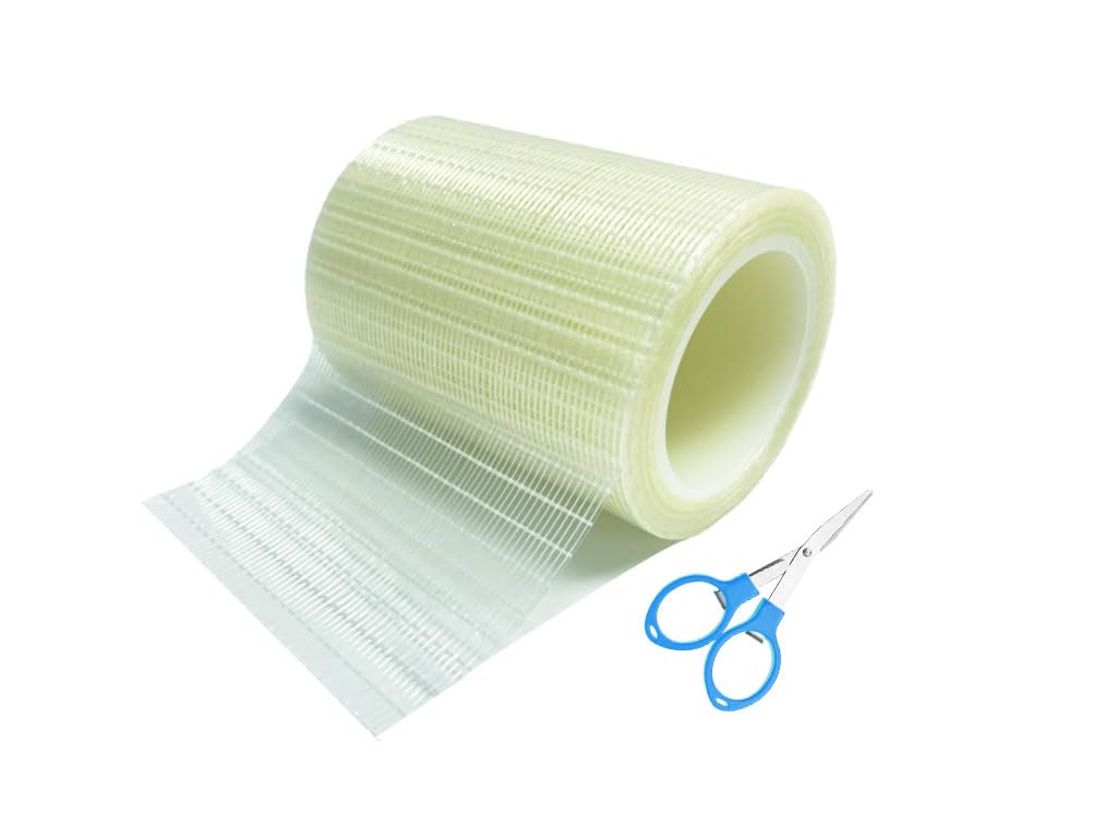 Anlising Nastro Adesivo Rinforzato in Fibra di Vetro, 8CMx10M Nastro di Riparazione per Teloni, Nastro per Riparazione Tenda, Inviare Forbici Pieghevoli, Nastro Riparazione Tende, per Vela, Camper