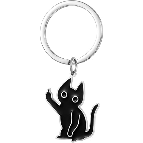 Exodmx Cute Cat Keychain, Black and White Cat Keychain Funny Gifts for Women Men