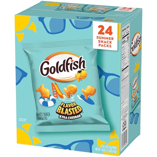 Image of Goldfish Flavor Blasted Xtra Cheddar Cheese Crackers, 24 Summer Snack Packs