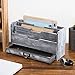 MyGift 3 Slot Rustic Dark Gray Wood Office Desk File Organizer Holder, Desktop Mail Letter Sorter Tray Document Holder with Pull-Out Storage Drawer