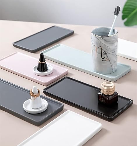 Miniatura 2 de Bandeja de baño para mostrador, bandeja de cerámica para baño, pequeña bandeja rectangular de cerámica, bandeja de jabón de cocina, bandeja de