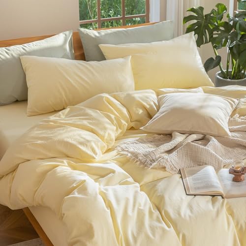 MooMee Duvet Cover Set 100% Washed Cotton Linen Like Queen by MooMee - Used condition - Image 9