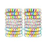 79STYLE 15pcs Spiral Hair Ties Traceless Coil Hair Ties Rainbow Plastic Phone Cord Ponytail Holders