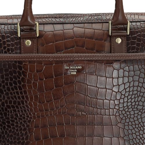 Image of Da Milano Leather Laptop Bag for Men & for Women - Fits Up To 15 inch Laptop - Brown | Leather Laptop Bag