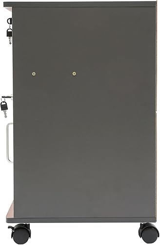 Miniatura 6 de Archivador móvil de roble negro, soporte de impresora con cerradura, organizador de oficina y armario de almacenamiento con puerta, cajón y ruedas,