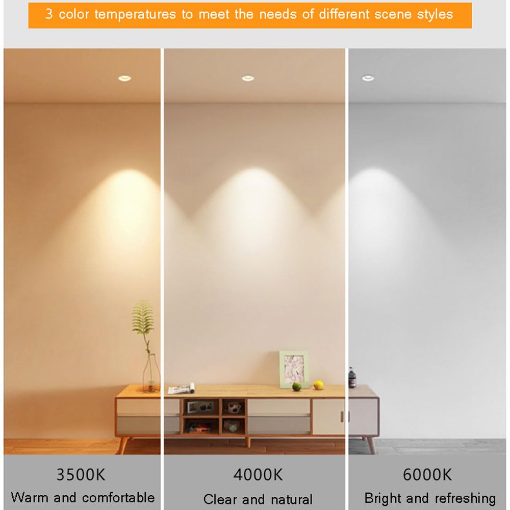 Oprawa Sufitowa Led Z Powłoką Antyodblaskową, 12 Sztuk, Nowoczesna, Okrągła, Aluminiowa, Sufitowa Lampa Led, Antyodblaskowa, Wpuszczana, Panelowa, Reflektorki, Kąt Regulo,12w-6000K