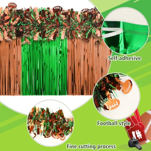 Image of MARFOREVER 8 Pcs Football Golf Cart Decorations Kit for Football Parade Float Tinsel Garland Foil Fringe Banner Green and Brown Party Decorations for Football Car Wagon Yard Sports Theme Decor
