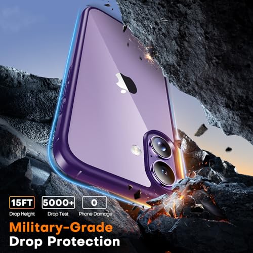 Image of TAURI for iPhone 17 Case, with Screen Protector, Purple | Full Camera Protection, Anti-Yellowing Military-Grade Protection Shockproof Slim Phone Case for iPhone 17