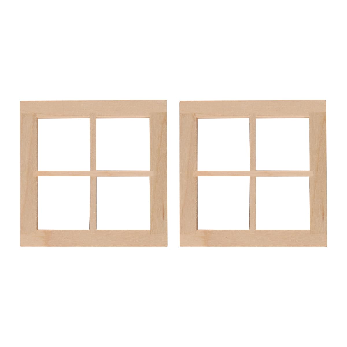 Laroal Pack of 2 Miniature Dollhouse Furniture Wooden Window Frame Models Tiny Decorative Window Craft Accessories for Dollhouse Decoration and DIY Projects