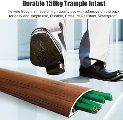 Ocultador De Cables De Grano De Madera De PVC, Organizador De Cables De Piso Semicircular, Canaleta De Cables Pintable, Respaldo Autoadhesivo para Debajo del Escritorio/Esquina,mi,Numero 3,Serene1