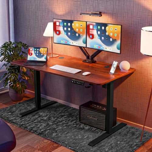 Image of Dr Luxur Stallion Electric Standing Desk | XL Large Height Adjustable Desk | 110KG Load | 3 Memory Presets | Zero Wobble | Child Lock | Low Noise Motor | 5 Year Warranty (Honey Pine, 1400 * 600 mm)