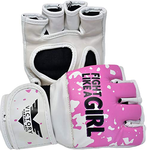 Women's Mma Gloves Boxing Gloves Synthetic Leather Fingerless Punching Bag Gloves For Kickboxing, Sparring, Muay Thai And Heavy Bag (Medium, Fight Girl) #TOP1