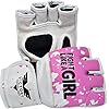 Women's MMA Gloves Boxing Gloves Synthetic Leather Fingerless Punching Bag Gloves for Kickboxing, Sparring, Muay Thai and Heavy Bag (Medium, Fight Girl)
