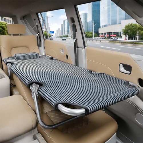 TUIYIDUO 車中泊 ベッド 折りたたみコット 車用 長さ160cmx奥行55cmx高さ36cm 枕付き 非エア式 耐荷重約90kg 軽量 持ち運び便利 コンパクト収納 頑丈 通気性 仮眠 簡易ベッド キャンプ 旅行 非常用 防災 SUV・MPV一般乗用車対応 完成品 ブラック