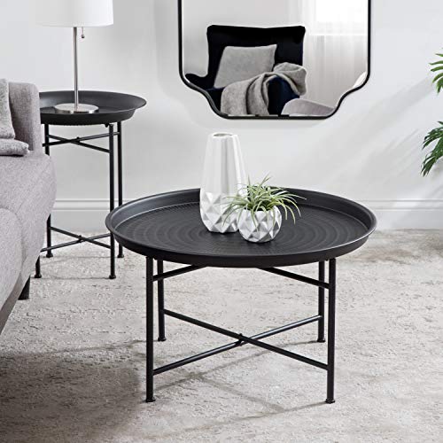 Image of Kate and Laurel Mahdavi Modern Coffee Table, 26 x 26 x 16, Black, Unique Coffee Table with Sophisticated Design