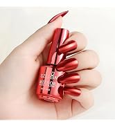 IMGDD Red Nail Polish Metallic Mirror Effect Metal Long-Lasting Quick Dry Nail Lacquers, Shiny Ch...