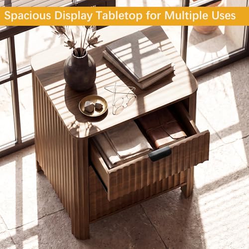 Image of Wodeer 3 Drawer Dresser for Bedroom, 20 inch Wide Wood Storage Cabinet with Fluted Design, Modern Chest of Drawers for Living Room, Nursery Clothing Organizer with Metal Slides, Anti-Tipping