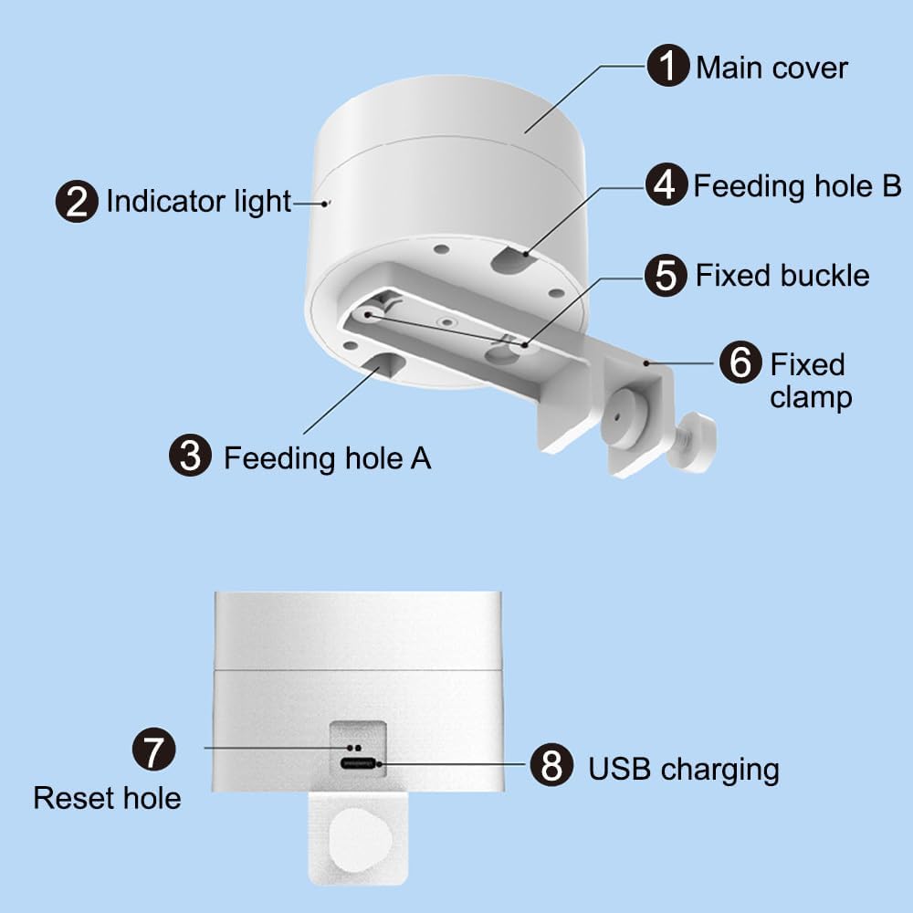 Automatic Fish Feeder,USB Powered Vacation Timer Fish Feeder with Mobilephone Control Dual Feeding Ports for Small Fish Tank Pelleted Food