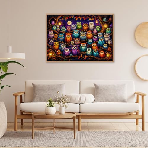 Puzzles de 500 piezas para adultos, Rompecabezas de búho colorido | Puzzles de bosque fantástico de 500 piezas, 20.5x15 in (52x38cm) miniatura 3