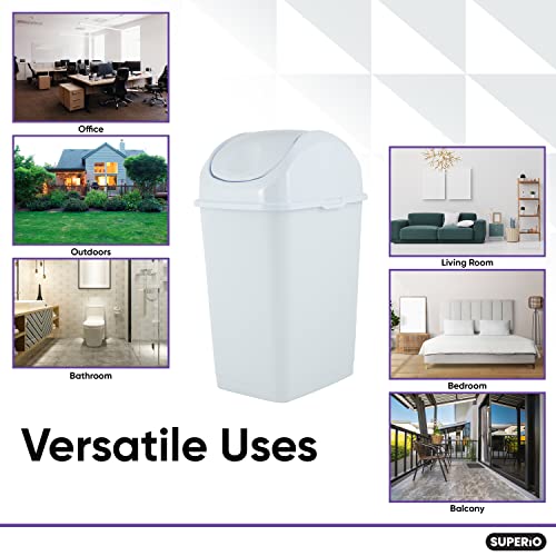 Superio Trash Can 4.7 Gallon With Swing Top Lid #TOP4