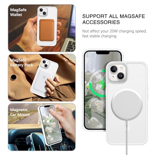 Image of BENTOBEN Magnetic for iPhone 13 Case & iPhone 14 Case [Compatible with Magsafe] Translucent Matte Phone Case iPhone 13 /14 6.1 inch Slim Thin Shockproof Women Men Protective Cover, Pure White