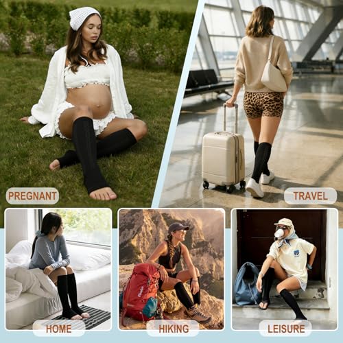 Image of CTHH Toeless Compression Socks for Women & Men Open Toe Knee High Stocking