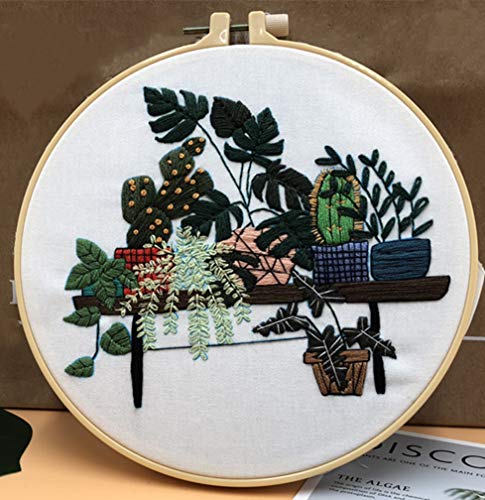 Image of Abillyn Embroidery Starter Kit Potted Plants Stamped with Printed Pattern Cross Stitch Embroidery Kits (Potted Plants 6)
