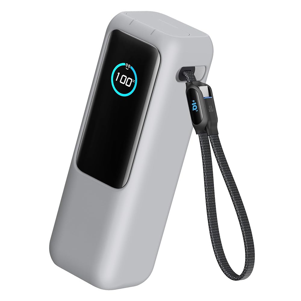 Anker Power Bank 25000mAh モバイルバッテリー シルバー Anker Power Bank (25000mAh, Built-In & 巻取り式USB-Cケーブル