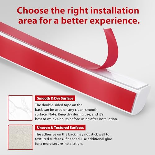YCLYC 240in Flexible Quarter Round Molding, Self Adhesive Peel and Stick Molding Trim for Walls, Wainscoting Panels Peel and Stick for Floor Trim, Bathroom, Kitchens– White - Thumbnail 3