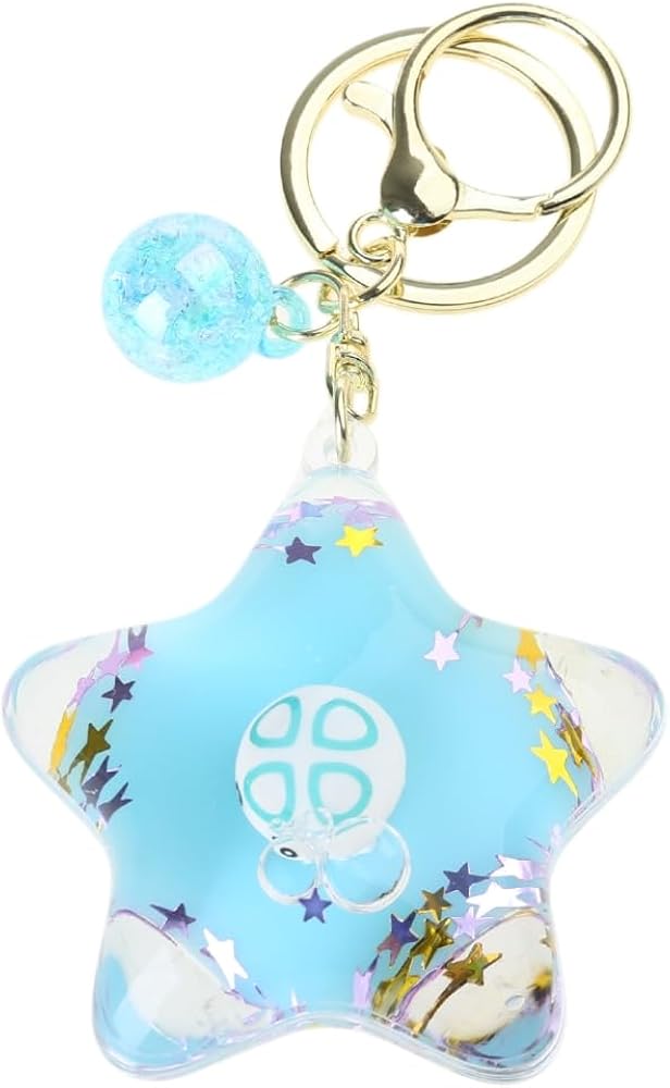 ESTCNK Unique Pentagrams Oil Liquid Keychain Star Shaped Keyring
