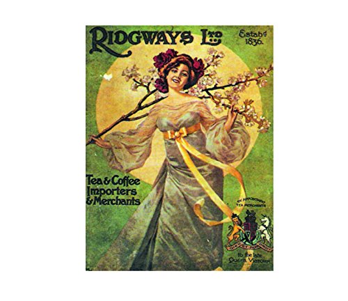 EcoolRidgway's tea and coffee importers and merchants retro shabby chic vintage style picture metal wall plaque sign (280mm x 200mm)