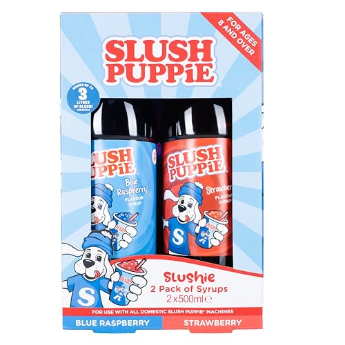 Slush Puppie Twin Pack Syrups Blue Raspberry and Strawberry 500ml, Classic Flavours for Slush Puppie Machines