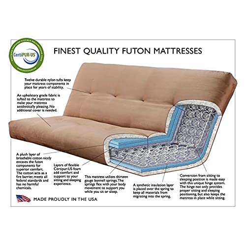 Kodiak Furniture Full-Size Futon Cover in Java Brown Faux Leather