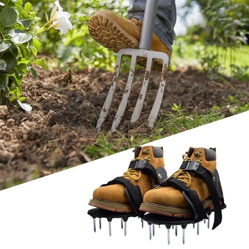 Chaussures pour ameublissement du sol légères avec clous et coussins d'air