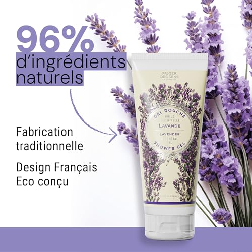 Image of Panier des Sens Lavender Body Wash, French Shower Gel, 6.8 fl oz | Vegan Body Wash | 96% Natural-Origin Ingredients | Gentle Daily Cleansing | Long-Lasting Fragrance | Soft Skin Feel