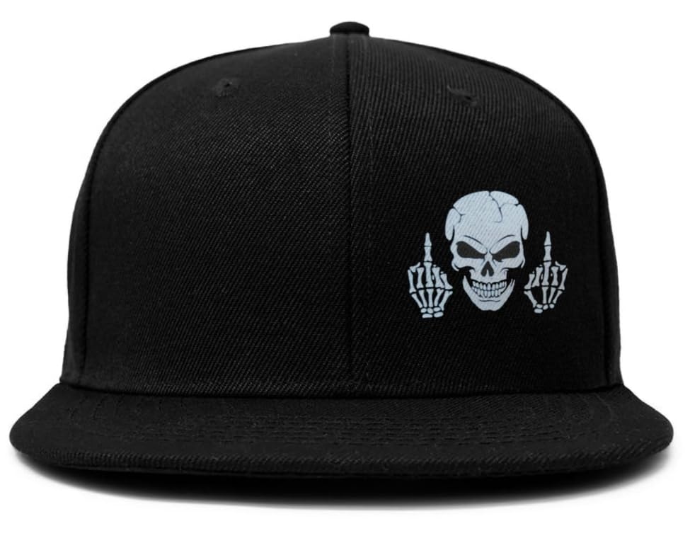 Image of Tai & Zai Black Snapback Hat with Printed, Adjustable Flat Brim Cap, Six Hole Breathable Design