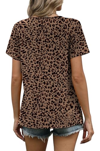 Image of WIHOLL Women T Shirts Pleated Short Sleeve Tops Business Casual Dressy Blouses