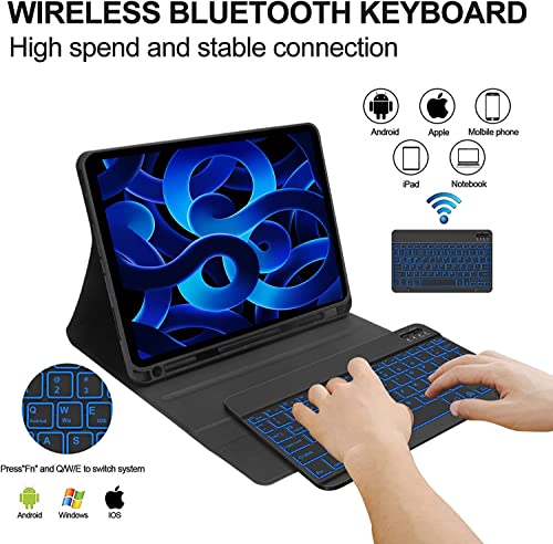 Image of typecase Keyboard case for iPad Air 11 (M4 /M3 /M2,2026 /2025 /2024),Air 5th /4th & Pro 11(4th /3rd /2nd /1st) with 7-Colors Backlit, Multi Viewing Magnetic Detachable Wireless Keyboard case, Pencil Holder