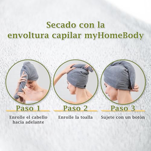 Miniatura 3 de Myhomebody Toalla De Microfibra Para El Cabello De Secado Rápido, 3 Colores 1 Set De Toallas De Microfibra Para El Cabello, Pink, Grey, White