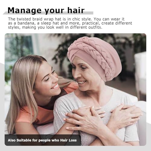 Image of DRESHOW African Women Turban Caps Beanie Twist Headscarf Pre-Tied Double Twisted Braids Headwraps for Women Chemo Cancer Cap